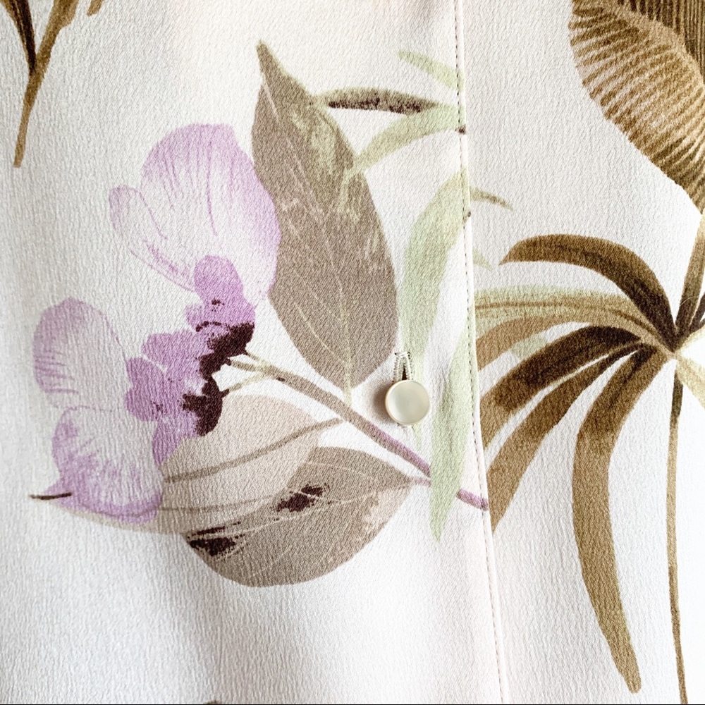 Vince 100% Silk Tropical Garden Satin Lounge Top - Picture 4 of 12